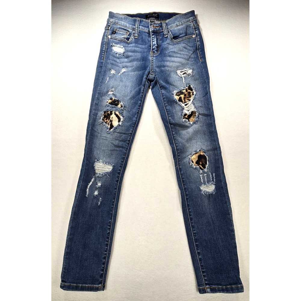Judy Blue Skinny Fit Distressed Leopard Print Patch Jeans Blue Size 3/26